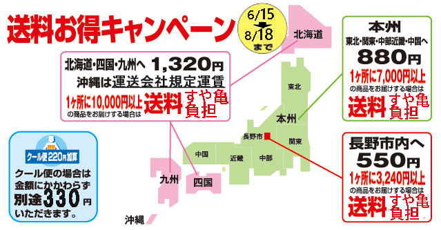 すや亀の2026夏の送料すや亀負担キャンペーン