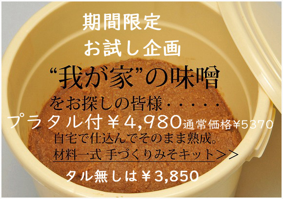 2025春のお試し企画プラタル付き手づくり味噌キット
